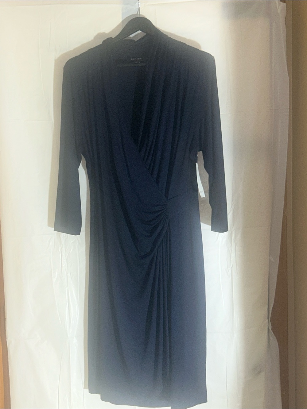 Karen Kane Navy Wrap-Style Midi Dress